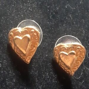 Gold Tone Heart Earrings